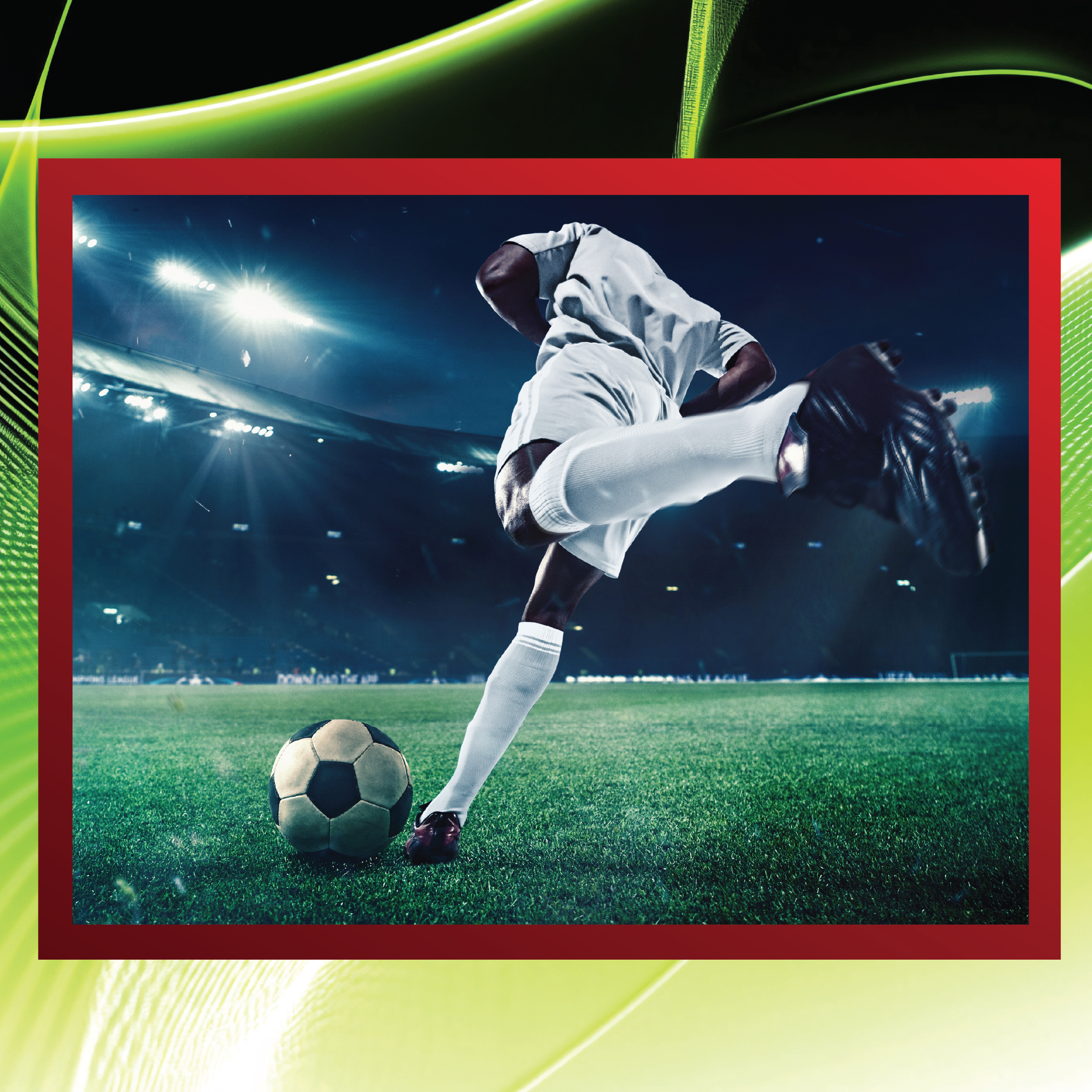 Soccer player hitting ball